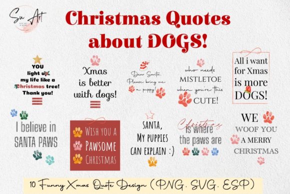 10 Funny Christmas Quotes About DOGS Illustrations