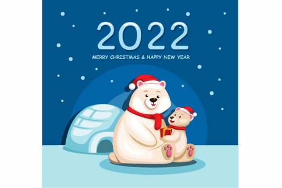 2022 Christmas Happy New Year Polar Bear Illustrations Review