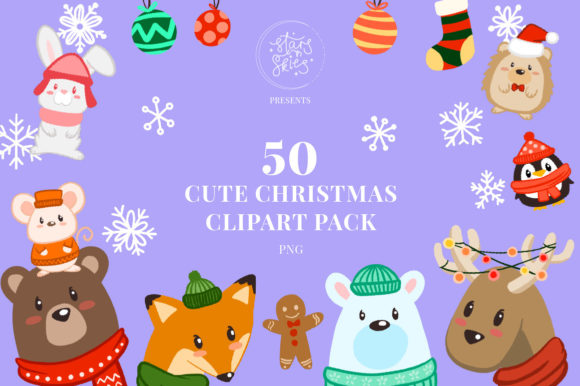 50 Cute Christmas Clipart Pack for Website and Editorial Use
