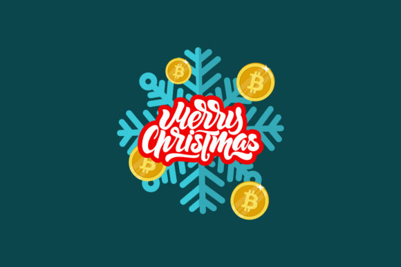 Bitcoin Christmas Blue Crystal Design Illustrations