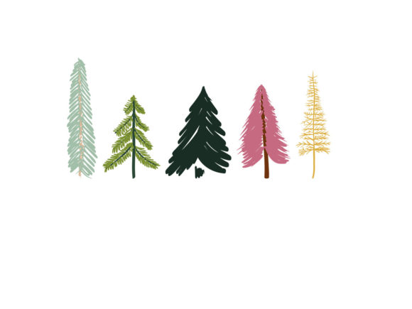 Cartoon Christmas Trees Illustrations for Branding and Marketing