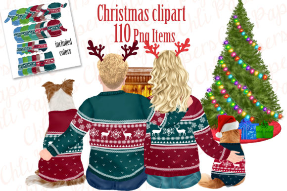 Christmas Bundle Clipart, Xmas Family for Illustrations