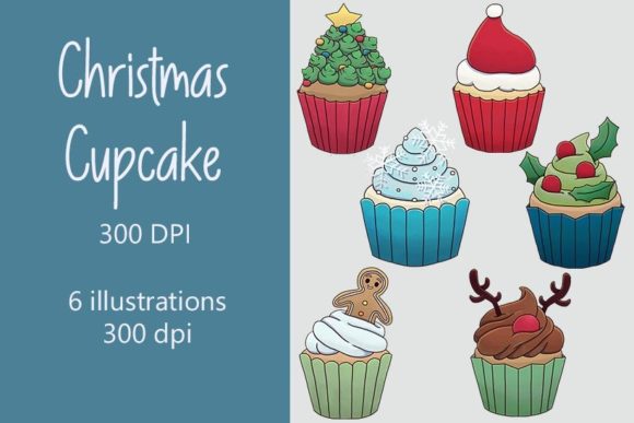 Christmas Cupcake Illustration for Holiday Content