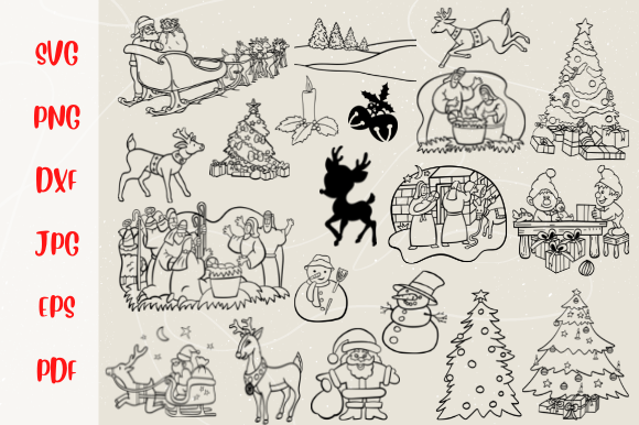 Christmas Doodle SVG Clipart for Festive Illustrations