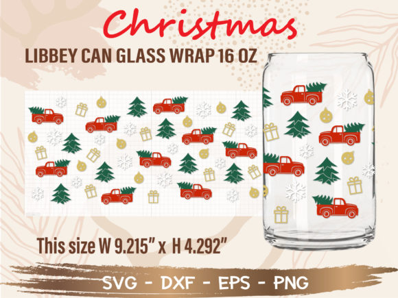 Christmas Libbey Can Glass Wrap Illustrations