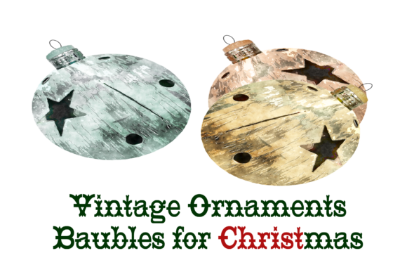 Christmas Ornaments Vintage Style Illustrations