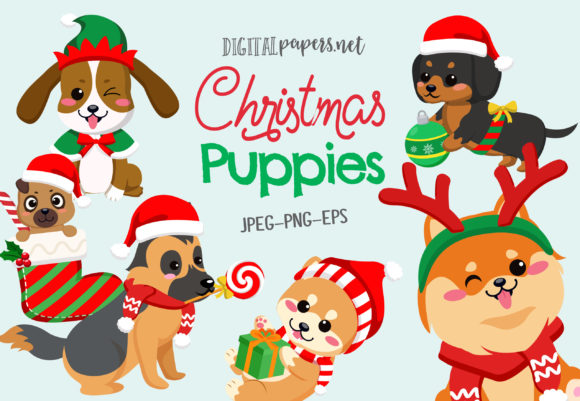 Christmas Puppies Illustration for Local Branding
