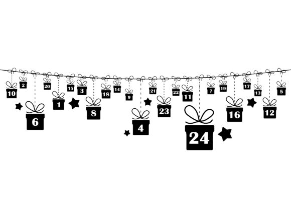 Christmas Silhouette Gifts Calendar 24 Illustrations for Content Publishing