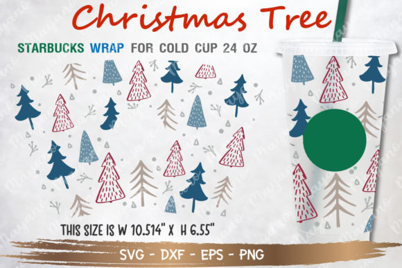 Christmas Tree Cold Cup SVG for Embroidery Projects