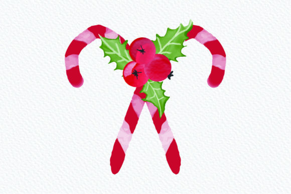 Christmas Watercolor Clipart Candy Illustrations