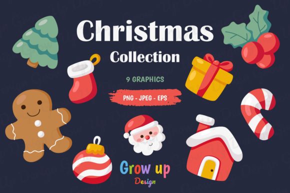 Collection of Christmas Icons Clipart for Illustrations