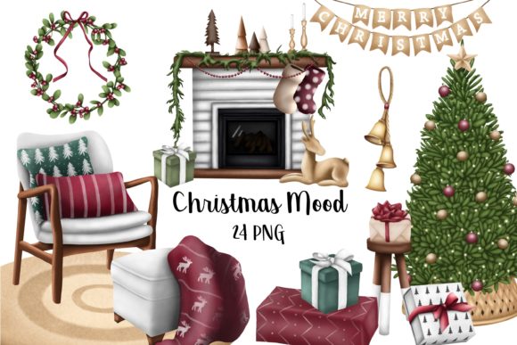 Cozy Christmas Home Illustrations for Branding and Marketing