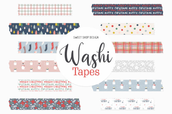 Digital Washi Tape MERRY CHRISTMAS for Illustrations and Branding