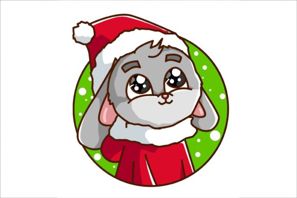 Gray Rabbit Wearing a Christmas Costume Illustrations