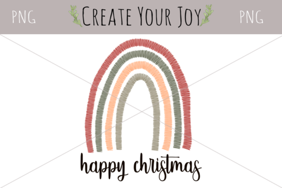 Happy Christmas Boho Rainbow Illustrations