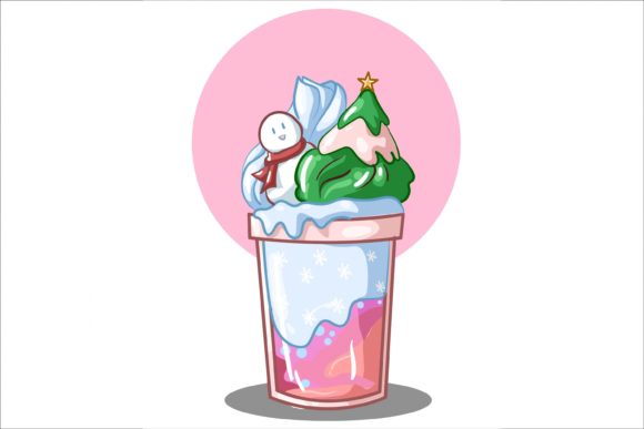 Ice Cream Blue Christmas Illustration for Commercial Use