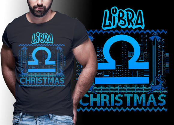 Libra Zodiac Christmas Tshirt Designs for Editorial Use