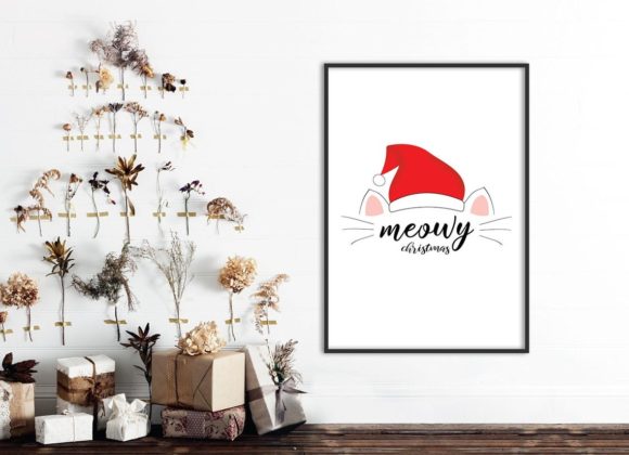 Meowy Cat Lover Christmas Wall Art Print Review for Illustrations
