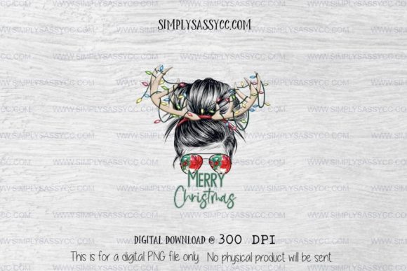 Merry Christmas Mama, Messy Bun Illustration