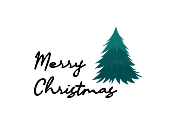 Merry Christmas Pine Tree Greeting Illustration