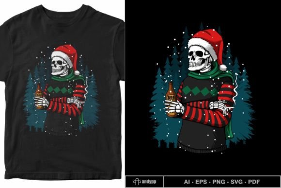 Merry Christmas Winter Skull Vector Illustration Review