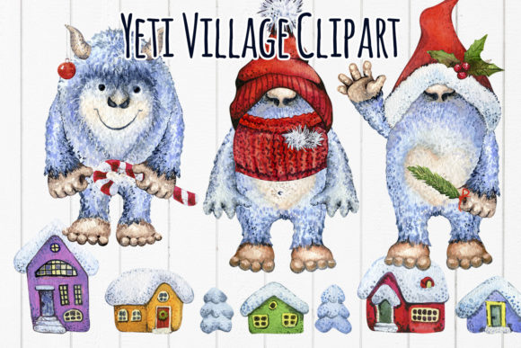 Merry Christmas Yeti Village Illustrations for Local Branding