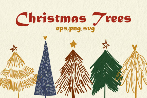 Modern Christmas Trees Illustration for Creative Projects