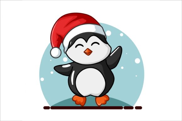 Penguin Simple Cartoon Christmas Theme for Illustrations
