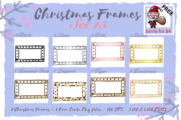 Sublimation Christmas Frames Set 15 for Editorial and Web Design