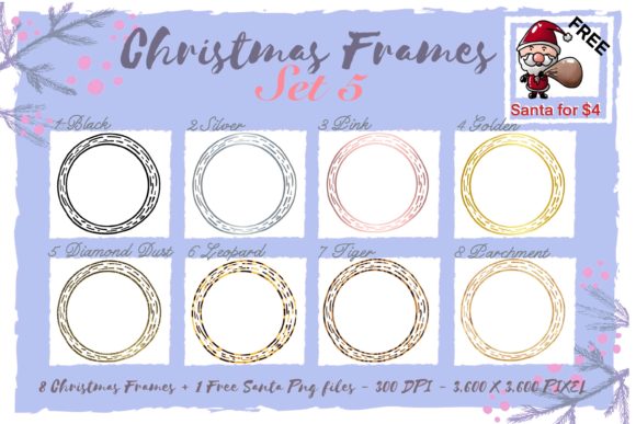 Sublimation Christmas Frames Set 5 Illustrations