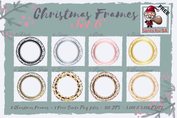 Sublimation Christmas Frames Set 6 for Branding and Packaging