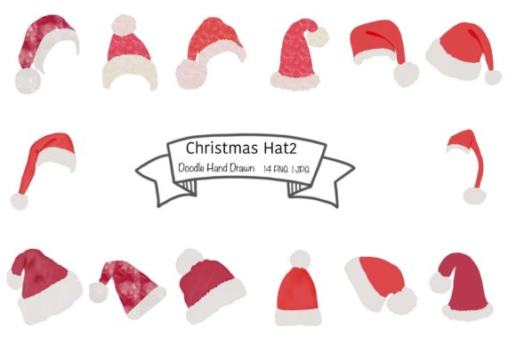 Watercolor Christmas Hat Set 2: Illustrations for Local Brands